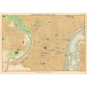 Philadelphia antique map from Encyclopaedia Britannica 1889