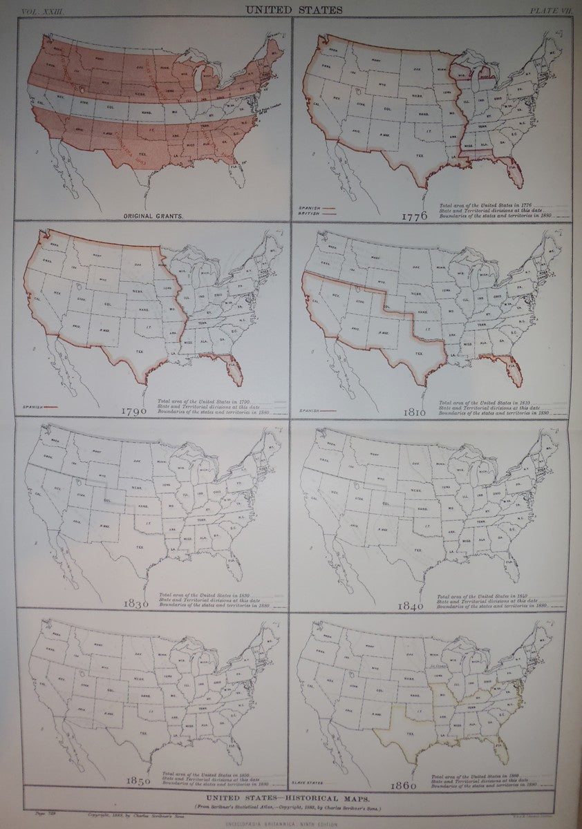 United States (Original Grants to 1860) antique map