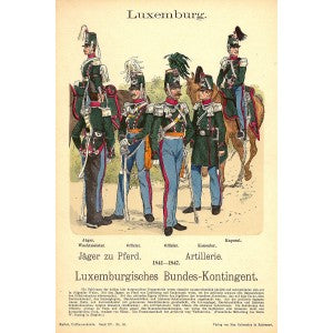 Luxembourg horse artillery antique print
