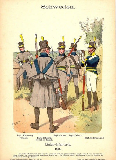 Swedish Line Infantry antique print