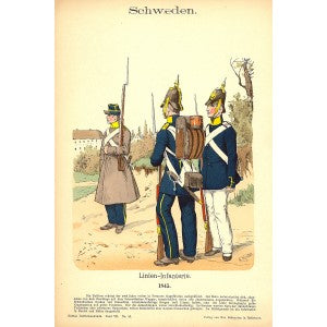 Swedish Line Infantry antique print 1896