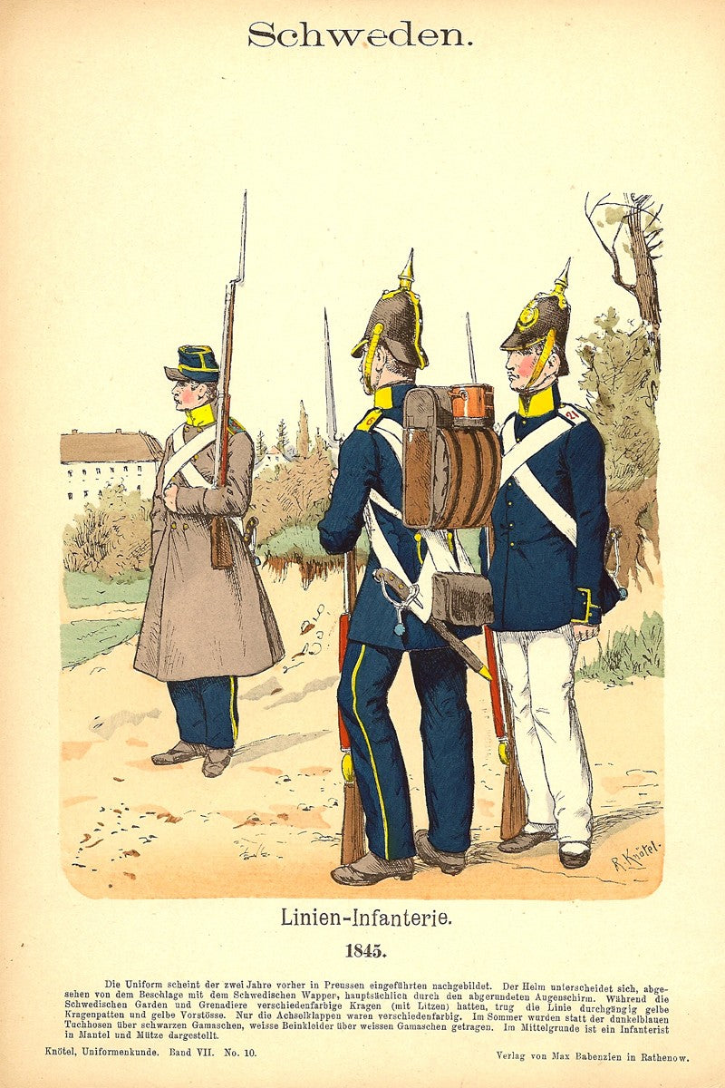 Swedish Line Infantry antique print 1896