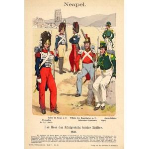 Naples infantry uniforms in 1859 antique print published 1895
