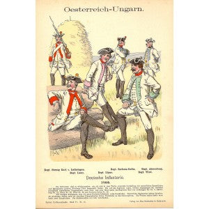 Austro-Hungarian German infantry original antique print published 1895