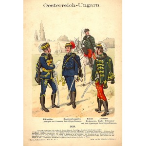 Austro-Hungarian cavalry antique print 1859