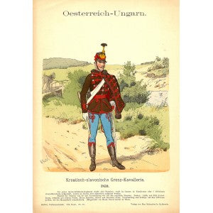 Austro-Hungarian Croatian-Slavonic Border Cavalry antique print