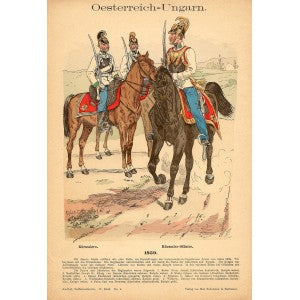 Austro-Hungarian cuirassiers antique print 1893