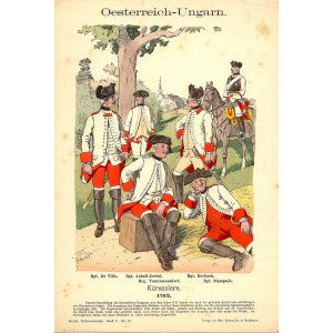 Austro-Hungarian cuirassiers antique print 1894