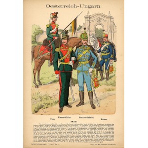 Austro-Hungarian Uhlans and Hussars original antique print 1893