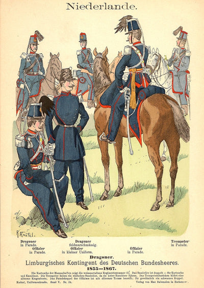 Dutch dragoons antique print