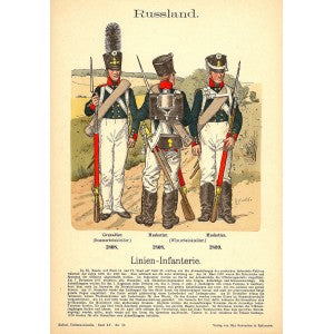 Russian Line infantry antique print