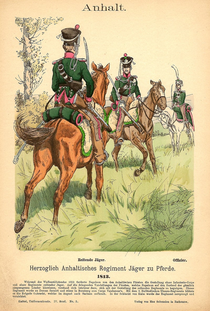 Anhalt Cavalry antique print published 1893