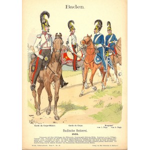 Baden Cavalry guaranteed original antique print published 1895