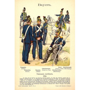 Bayern Artillery antique print published 1895