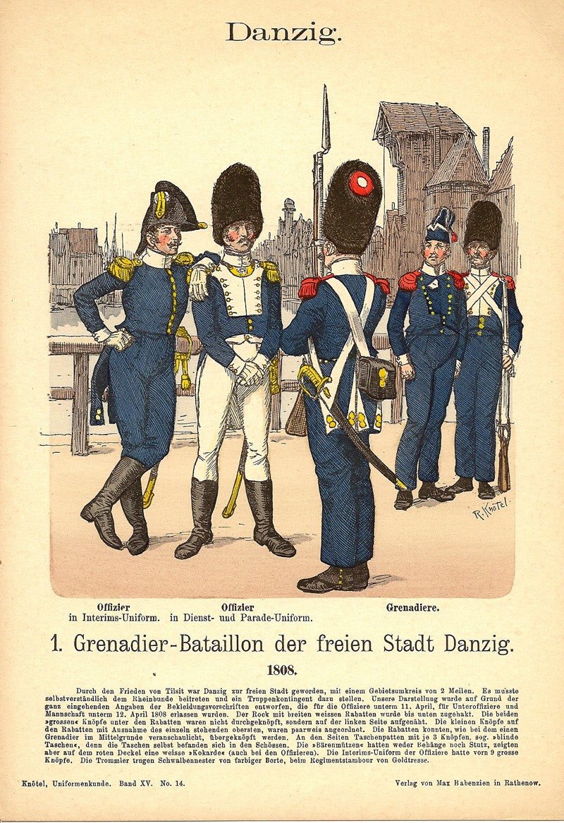 Danzig Grenadier antique print 1908