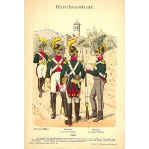 Italian Kirchenstaat Dragoons in uniforms of 1816 antique print published 1896