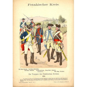 Frankischer Kreis, Die Truppen des Frankischen Kreises antique print 1895
