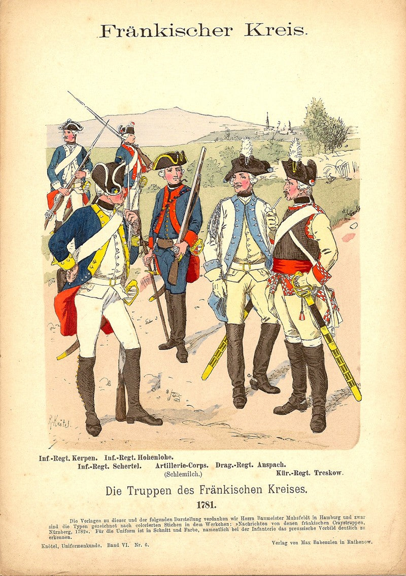 Frankischer Kreis, Die Truppen des Frankischen Kreises antique print 1895