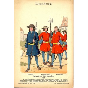 Hamburg City Soldiers antique print 1896