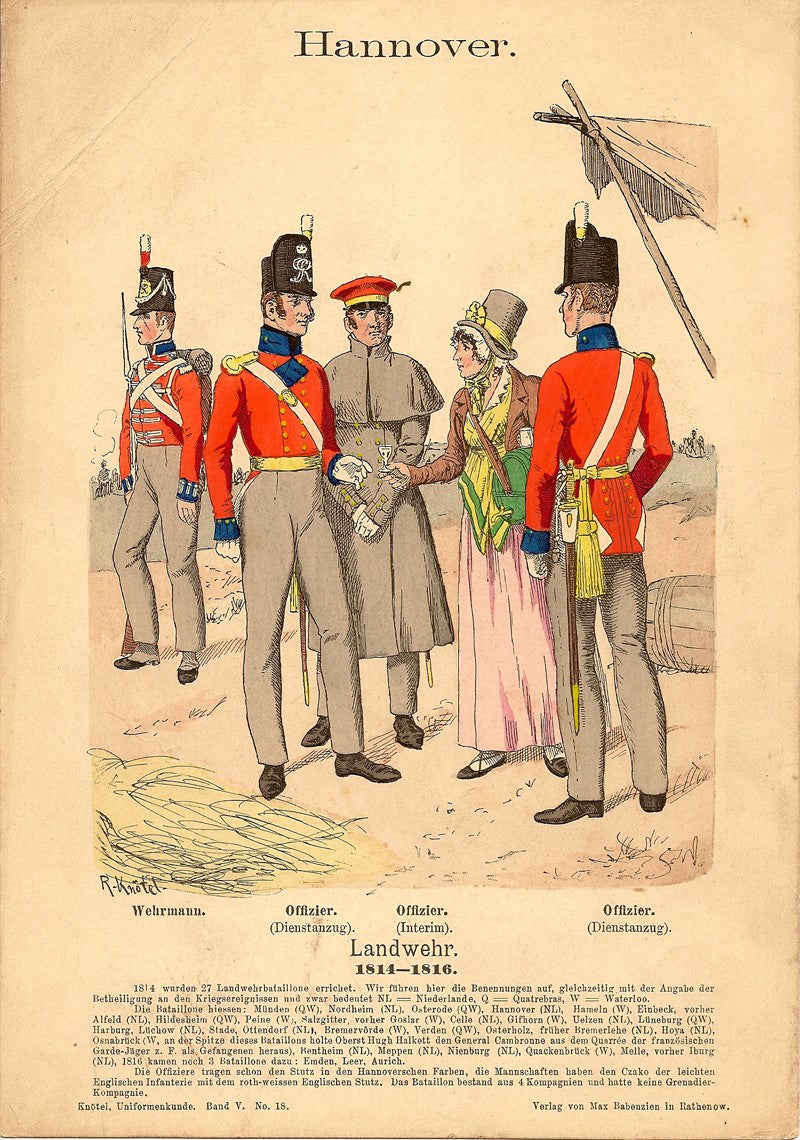 Hanover Landwehr infantry antique print by Richard Knotel
