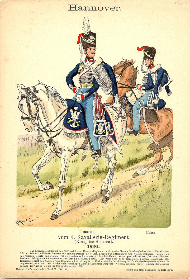 Hanover cavalry antique print