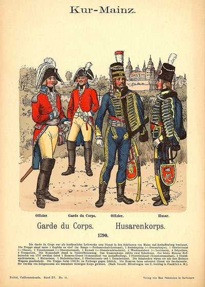 Kur-Mainz, Garde du Corps + Husarenkorps uniforms of 1790 published 1908