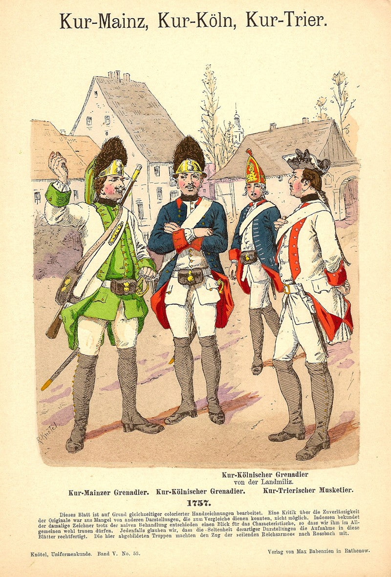 Kurmainz Kurköln Kurtrier infantry uniforms of 1757 published 1894