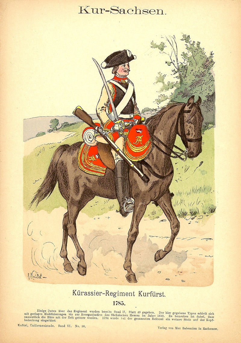 Kur-Sachsen cuirassiers of 1742antique print