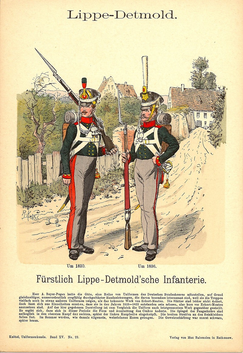 Lippe-Detmold German city infantry antique print by Richard Knotel