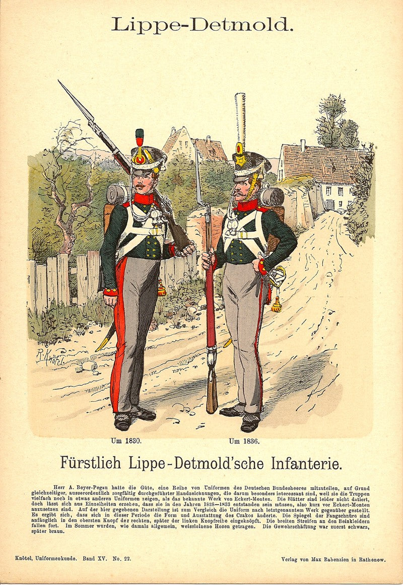 Lippe-Detmold infantry antique print by Richard Knotel