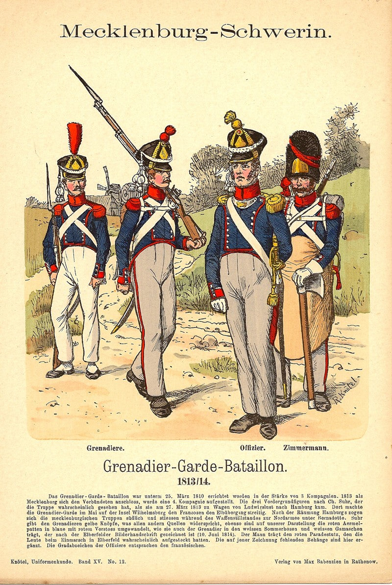 Mecklenburg-Schwerin Grenadier-Garde-Bataillon antique print 1899