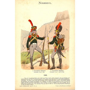 Nassau infantry antique print