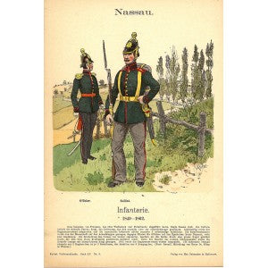Nassau Infantry antique print