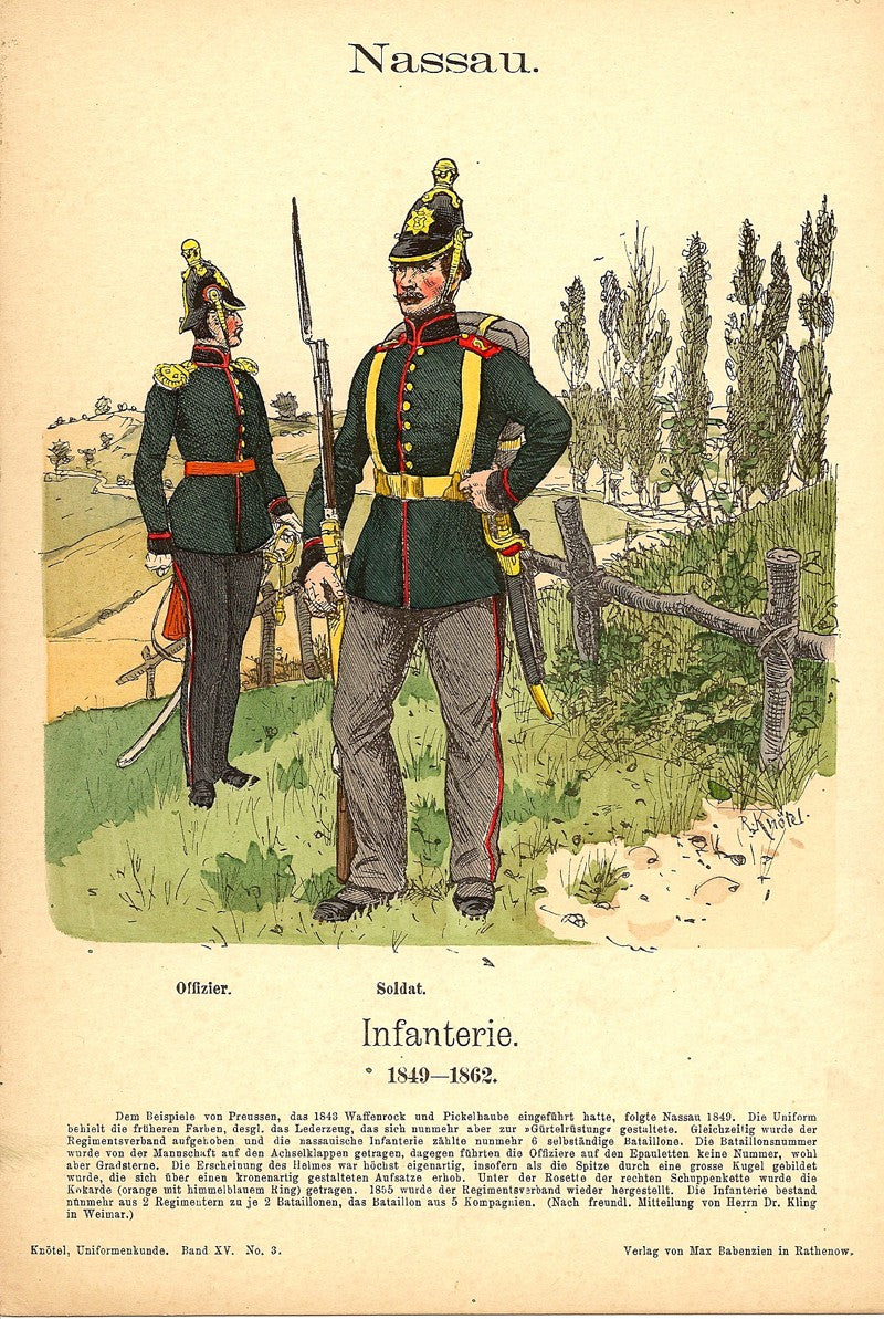 Nassau Infantry antique print