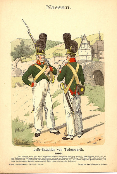 Nassau Infantry antique print published 1893