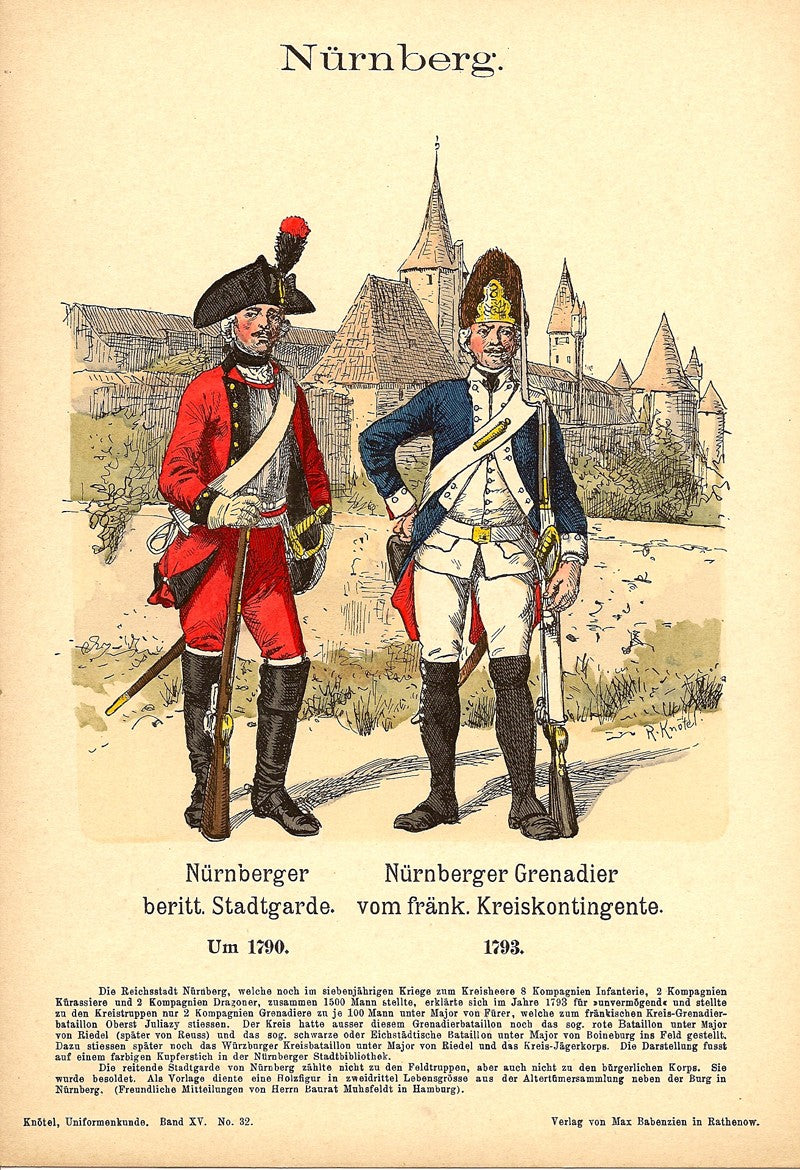 Nuremberg Grenadiers Richard Knotel antique print 1908