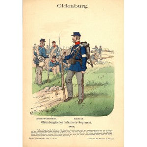 Oldenburg Infantry in 1866 uniforms antique print published 1894