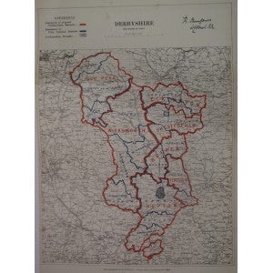 Derbyshire antique map Boundary Commission 1885