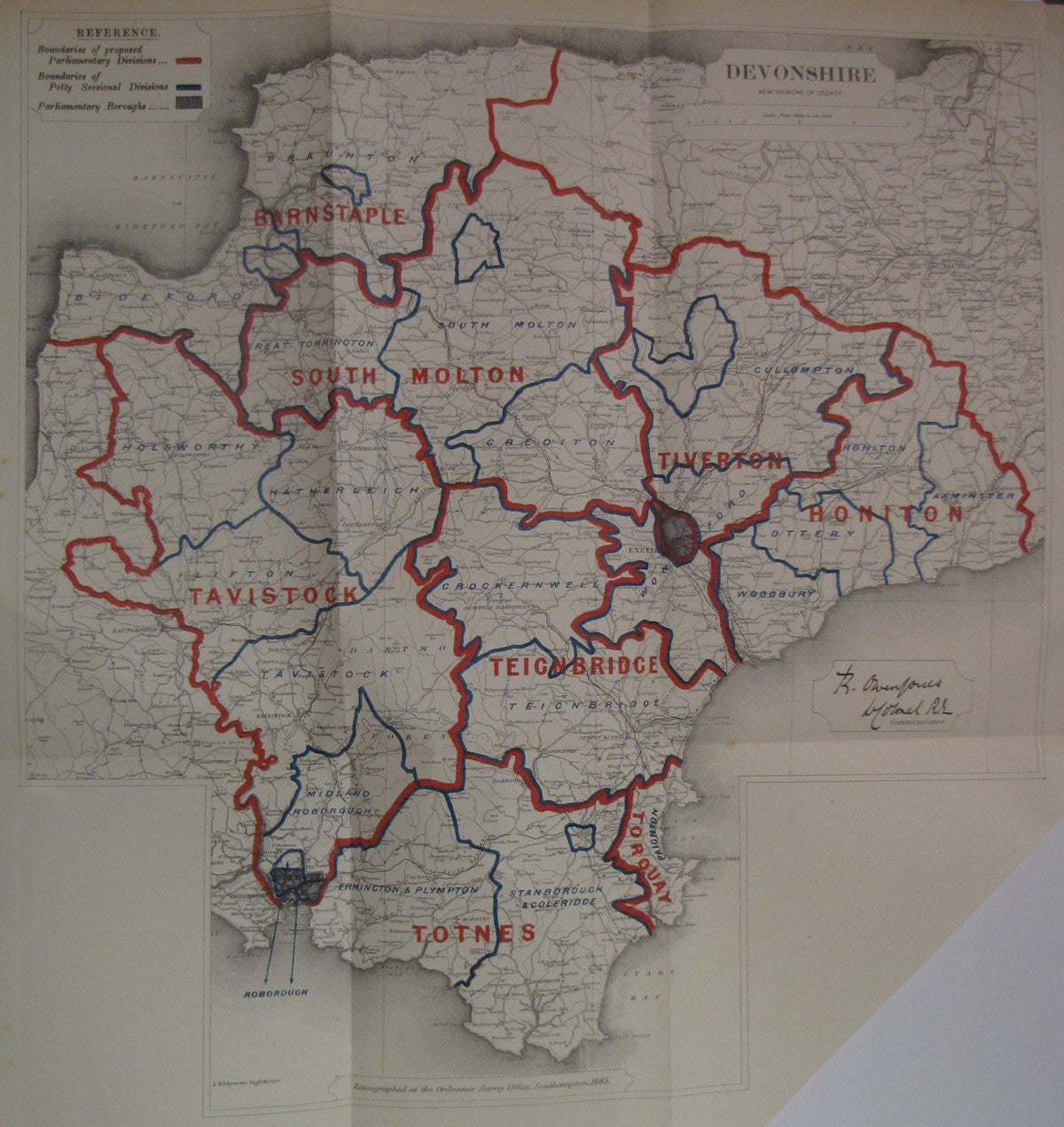 Devonshire Boundary Commission Report 1888 antique map