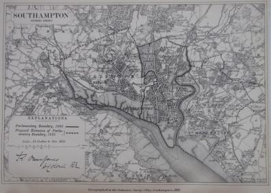 Southampton Hampshire antique map 1888
