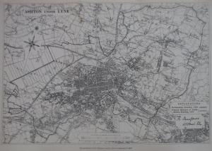 Ashton under Lyne Lancashire antique map 1885