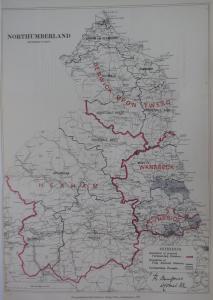 Northumberland antique map Boundary Commission 1885
