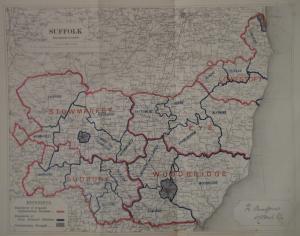 Suffolk antique map Boundary Commission 1885