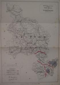Yorkshire West Riding Northern Division antique map 1885