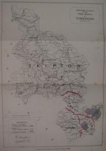 Yorkshire West Riding Northern Division antique map 1885