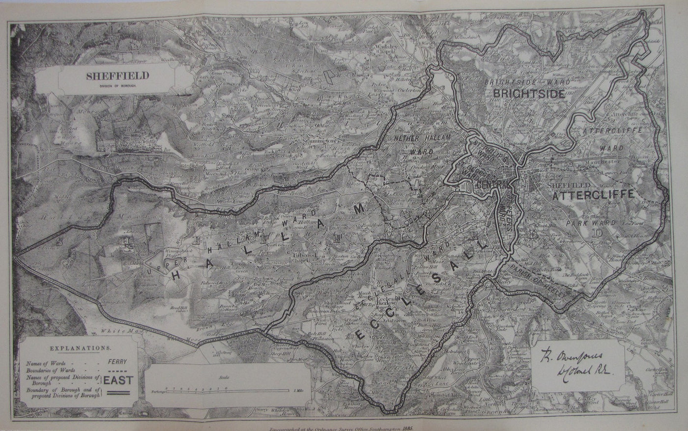 Sheffield antique map 1888
