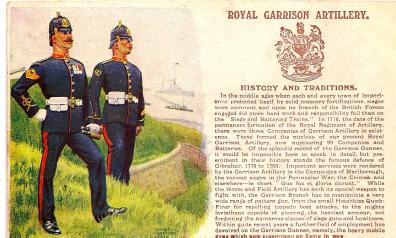 Royal Garrison Artillery British Army antique postcard 1913
