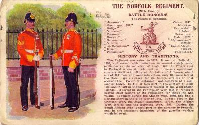 Norfolk Regiment British Army antique postcard 1913