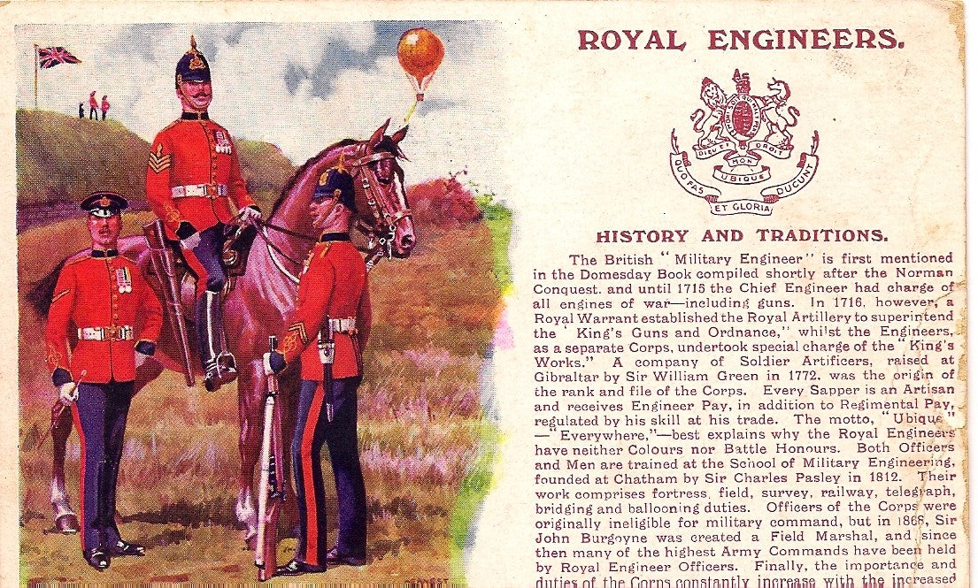 Royal Engineers British Army antique postcard