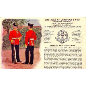 Middlesex Regiment British Army antique postcard 1913